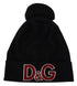 Dolce & Gabbana Black Wool Fur Ball DG Love Winter Beanie One Size Hat